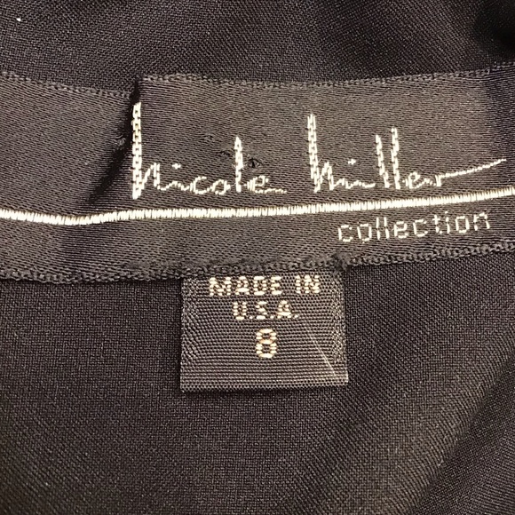 Vintage 90s Nicole Miller Floral Midi Embroidered Lace V-Neck Black Dress Size 8 - Picture 15 of 16